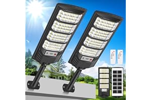 PEAKRO Farolas Solares Exterior, 600W Potente Focos LED Solar con Mando a Distancia, Sensor de Movimiento, IP66 Impermeable 6500K Luz Solar Exterior Lampara Solar Jardín para Garage Patio (2 Pack)