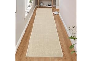 Cheerx Antypoślizgowy dywan kuchenny, nadaje się do prania, tkany dywan kuchenny, chłonny, wysokiej jakości mata kuchenna, chodnik na korytarz do kuchni, jadalni i pralni (beżowy, 43 x 180 cm)