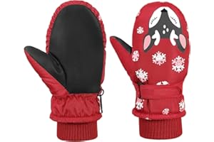 MoKo Guantes de Esquí para Niños, Guantes de Nieve Impermeables Invierno para Niñas Resistente al Viento, Mitones Térmicos para Clima Frío Ciclismo Deporte al Aire Libre