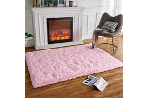HARESLE Luxus Shaggy Weiche Teppich Wohnzimmer Fläche Teppich Quadrat Kunstpelz Indoor Flauschige zerfeste Teppiche Moderne Wohnkultur für, Esszimmer,Schlafzimmer/rosa,60 * 120CM