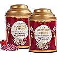 Sancha Tea Boutique, Glowing Beauty Tea, Caffeine Free Herbal Tisane, 25 Pyramid Bags, Supports Skin Glow & Skin Health (Pack of 2)