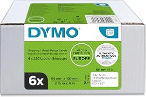 ‎DYMO DYMO Original LabelWriter Versandetiketten/-Namensschilder (groß) | 54 mm x 101 mm | 6 Rollen mit je 220 leicht ablösbaren Etiketten (1.320 Etiketten) | für LabelWriter Etikettendrucker