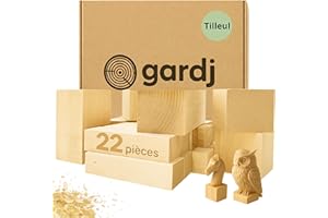 GARDJ Lindenholz zum Schnitzen - 22 Stück Schnitzholz Rohlinge Set für Anfänger & Kinder - Weiche Holzblöcke in 3 Größen - Holz zum Basteln, DIY, Figuren & Holzschnitzen