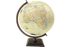 Exerz 30cm Mappamondo Antico, Mappa Inglese, con base quadrata in legno, mappa moderna a colori vintage, fatto a mano