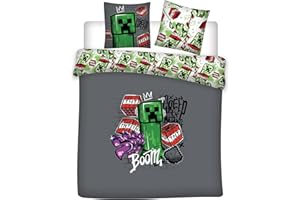 AYMAX Parure de lit double ré Minecraft - 220 cm x 240 cm