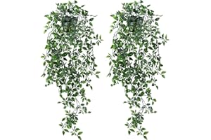 PATIMATE 2 Pezzi Edera Finta con Vaso, Piante Artificiale Cadenti, Edera Finta da Esterno Interno per Decorazioni Camera da Letto, Balcone, Soggiorno, Parete, Bagno, Giardino, Nozze, Festa