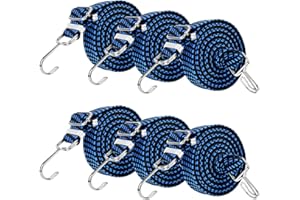 WOOWAIR 6 Stück Verstellbar Spanngummi mit Haken, Elastischer Spannband Gummizug mit Haken, Elastische Gepäck-Bungee-Gurte, Befestigungsgurt, Geeignet für Fahrräder, Camping, Auto, Dachgepäckträger(Blau)