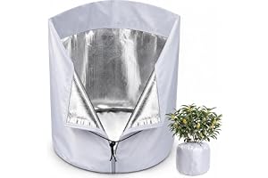 Seivunol Termokrukskydd för växter, 70 x 65 cm växtskydd vinterkruka | Grytskydd växter vinter med dragsko och dragkedja, värmeisolering med dubbla lager, vind- och snötät