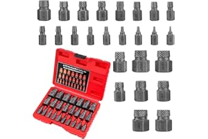 SOLLON Set de 25 Extracteurs de Vis Cassée extracteur ecrou antivol pour Enlever les Boulons Cassés, les Vis, les Vis à Tête Creuse avec étui de Transport Solide (Rouge-1)