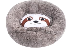 BVAGSS Cuccia per Gatti Letto, Letto Pelosa Antistress per Cani Gatti Morbida e Soffice Lavabile, Rotondo Ciambella Morbido Peluche Letto XH077 (Brown Sloth,50cm)