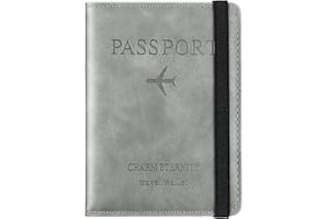 Sciphylia Funda Pasaporte Portadocumentos Viaje Porta Pasaporte Duraderas con Bloqueo RFID Cuero de PU Porta Documentos para Viaje Accesorios para Hombre Mujer (Gris)