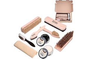Langlauf Schuhbedarf Schuhputzset II 9tlg I Schuhbürsten Set zum putzen, Made in Germany I Schuhpflegeset mit Bürstenset für Wildleder, Rauleder, Leder - made in Germany