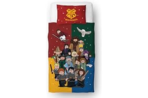 HARRY POTTER Set copripiumino singolo LEGO® con licenza ufficiale LEGO® | Biancheria da letto reversibile su 2 lati con federa coordinata, in policotone, design LEGO® | Character World Brands