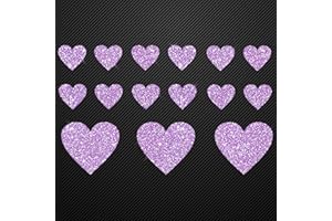 ‎GLITZERDEALS Glitzerdeals Bügelbild Glitzer Set 15 Herzen in Glitzer lila Glitzerbild zum Aufbügeln Herzen Glitzerflex Herz Bling Aufbügler Herzen