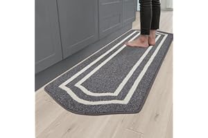 COSY HOMEER Alfombra de cocina 60 x 150 cm, alfombra de cocina lavable antideslizante, alfombra de cocina para máquina de lavar, alfombra repelente a la suciedad para cocina, lavandería, entrada y