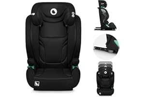 LIONELO IGO I-size Siège-auto pour enfants, groupe 2 3, de 100 à 150 cm ISOFIX ou fixation frontale sans ceinture, dossier et appui-tête réglables avec dossier amovible (Black)