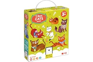 Banana Panda I Love Cats 40-Piece Floor Puzzle - Cardboard Jigsaw Puzzle for Kids 3-6 Years, Multicolor, Intermediate Skill Level