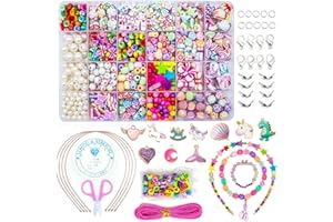 WONDERFORU Children DIY Beads for Jewellery Bracelet Necklaces String Making Kit, Friendship Bracelets Art Craft Kit for Girls Kids Age 3+, 24 Colors