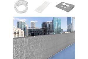 SUNLIMEI Balcon Privacidad 40 x 350 cm Resistiente Al Viento y Polvo Revestimiento para Balcón con Ojales Cuerda para Balcón Exterior de Jardín Terraza, Gris Claro