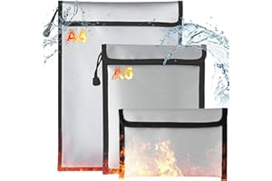 TISKGG 3er-Set Silbergraue Feuerfeste wasserdichte Dokumententaschen mit Reißverschluss und Klettverschluss,Feuerfeste wasserdichte Tasche Bis 1100℃ Fiberglas, für Dokumente, Bargeld, Reisepässe