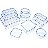 Amazon Basics Glass Locking Food Storage Containers 20 Pieces (10 Containers + 10 Lids), BPA-free plastic lids lock