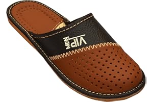 ESTRO Pantoufles Homme Cuir Chaussons - Chausson Homme Cuir Mules Homme Cuir VIP