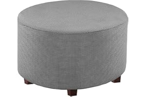 C/N Runder elastischer Sitzsackbezug, Bezug für Ottomane, Ottoman, Bezug für Ottomane, rund, Bezug für Fußstützen, Hellgrau