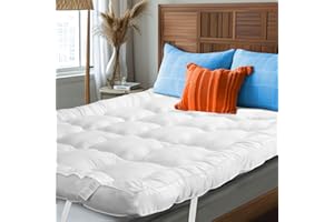SleepCare Thick Mattress Topper Double Bed, Premium Quality Breathable Double Mattress Topper, Quilted and Fluffy Toppers Doublesize Bed with Elasticated Straps