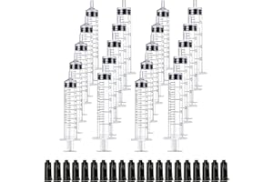 SKYPRO 20 szt. 10 ml 20 ml plastikowa strzykawka z nasadkami, wiele zastosowań strzykawka pomiarowa do pomiaru laboratoriów naukowych, pomiaru, dozowania, podlewania, uzupełniania