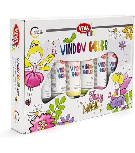 KREUL Window Color Set Azione - 6 Colori Per Decorare Vetri Con Contorno Nero E Modelli