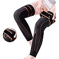 Xfinity Fitness Compression Long Knee and calf Sleeve support for men and women Knee Support (Black&Orange)