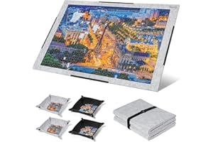 ikkle 1500 Pieces Jigsaw Puzzle Board, Foldable Puzzle Mat with Non-Slip Surface & 4 Sorting Trays, 99 x 66 Large Portable Puzzle Board Puzzle Pad, Felt Puzzle Table Top for Adults and Kids