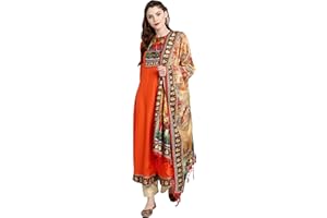 Janasya Indische Tunika Tops Poly Seide Kurti mit Dupatta für Frauen