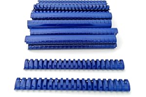 Alevar Dorsi in Plastica a Spirale per Rilegatura, 21 Anelli Diametro 32 mm, Formato A4, Capacità da 241 a 280 Fogli, Colore Blu, Confezione da 50 Pezzi
