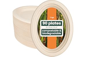 HAAGO 90 Piatti Ovali Biodegradabili in Canna da Zucchero Ecologici e Compostabili, 26 cm