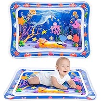 Tappetino Acqua Per Neonati - Tummy Time Con Animali Galleggianti - Blu - Gioco Sensoriale 3-9 Mesi