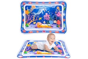 BACXZOMX Tapis Eau Bebe Eveil, Tapis d'eau Sensoriel Bébé pour Tout-Petits, Tummy Time Tapis Eveil Eau Aquarium Bebe Gonflable, Cadeau Jouet Bebe 3 6 9 Mois