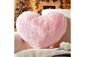 ‎YHOELATA Yhoelata Herzkissen, Hellrosa Herzform Kissen Kuschelkissen, Love Zierkissen Aesthetic, Plüsch Kissen für Wohnzimmer Kind Schlafzimmer Bett, Geschenk 38x48 cm