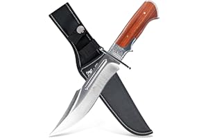 Krollmann by GER-SABER Jagdmesser festehende Clip-Point-Klinge inkl. Gürtelholster 30cm Einhandmesser Outdoor Messer für Abenteuer, Survival Bowiemesser für Camping Jagd Wandern (SA86)