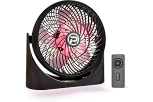 COMLIFE 8 Zoll Tischventilator mit Fernbedienung, USB-betriebener Desk Fan mit RGB-Stimmungslicht 3 Geschwindigkeiten 3 Timer 360°Drehung, USB Ventilator für Büro Wohnheim Wohnmobil