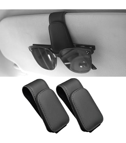 Confezione Da 2 Supporti Magnetici Per Occhiali Da Sole Per Auto – Clip In Pelle Per Visiera – Porta Occhiali E Biglietti