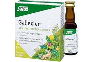 ‎SALUS Salus Gallexier Kräuterbitter Elixier - 3x 20 ml (60 ml) Flüssigkeit - freiverkäufliches Arzneimittel - für Leber, Galle, Magen und Darm - fördert die Magen-Darm-Funktion - alkoholfrei