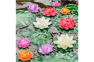 ZAUGONTW Künstliche schwimmende Schaum-Lotusblume mit Seerosenpad, realistische Verzierung, perfekt für Zuhause, Outdoor, Terrasse, Teich, Aquarium, Hochzeit, Party, Dekoration, 10 Stück