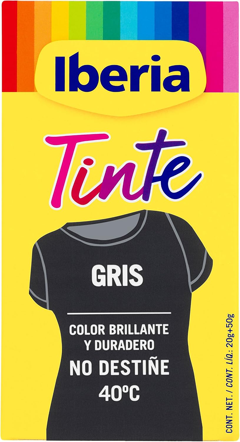Iberia - Tinte Gris para ropa, 40°C, 70 gr (214113)