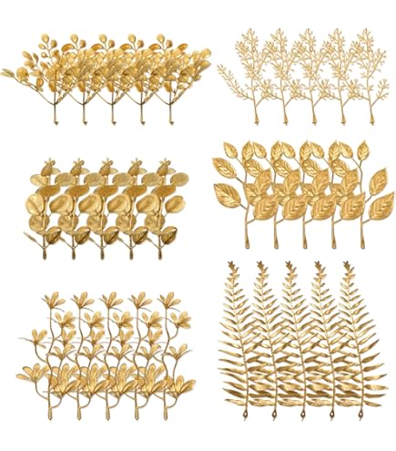Giantree Pakket van 200 kunstbladeren, bladerendecoratie, kunstzijden bladeren decoratieve zijden bladeren simulatiebladeren voor doe-het-zelf- slinger verjaardagsfeestje bruiloft (goud