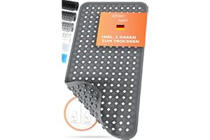 LICHTENHEIM Badkarsmatta halkfri 88 x 40 cm antracit BPA-fri | Halkfri matta för badkar, halkfri badmatta för spädbarn, barn