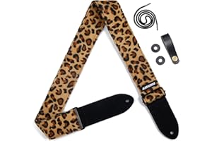 AMUMU Flocking Leopard Guitar Strap VL01-LP for Acoustic, Electric, Bass Guitar, leopard print, 5cm wide