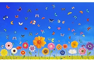 HEBAYY 170+ PCS Spring Window Clings, Double Sided Printing Flowers & Butterflies Stickers Reusable Window Decals Glass Decoration No Residue Static Clings for Holiday Party Supplies Accessories (9 Sheets)