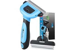 BluePet Spazzola per cane e gatto per pelo corto, pettine per toelettatura per sottopelo elimina sottopelo e infeltrimenti, spazzola autopulente da 66 mm (S 50 mm Pettine blu)