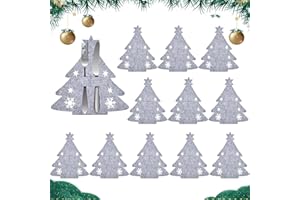 TUOFANG Cestas para Cubiertos de Fieltro Navideño,12 Pcs Bolsas Cubiertos de Navidad,Porta Cubiertos Navideños,Portacubiertos Árbol de Navidad Titulares,para Fiesta Mesa Cena Cocina Decoración (Fresno)